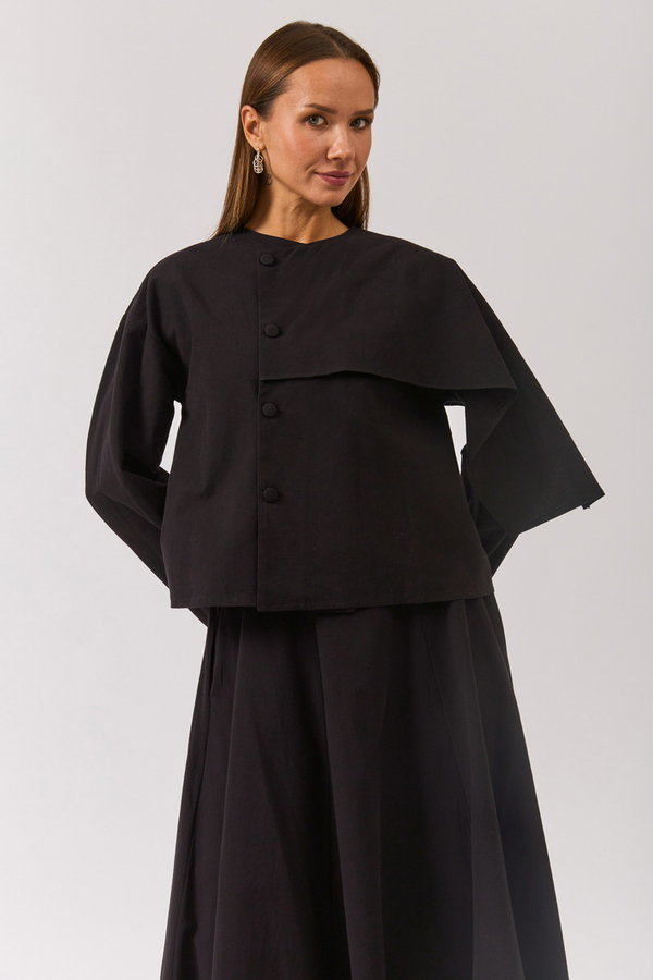 Asymmetric Panel Shirt Black - 5