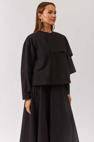Asymmetric Panel Shirt Black - 1