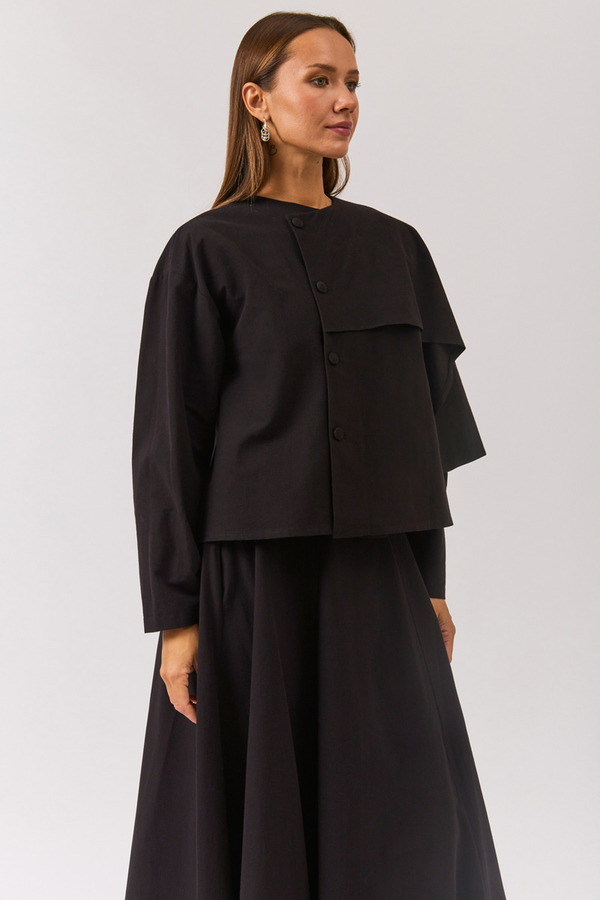 Asymmetric Panel Shirt Black 