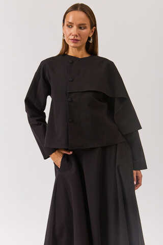 Asymmetric Panel Shirt Black - 6