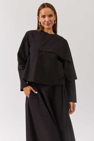 Asymmetric Panel Shirt Black - 7