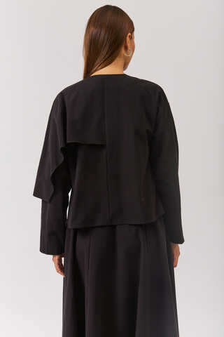 Asymmetric Panel Shirt Black - 8