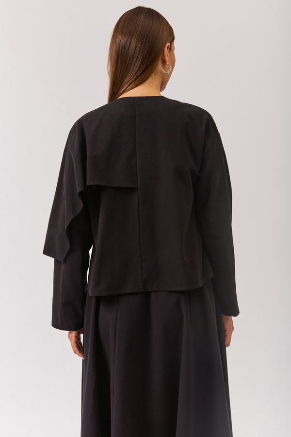Asymmetric Panel Shirt Black - 8