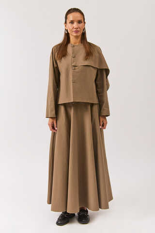 Asymmetric Panel Shirt Earth Tone - 2