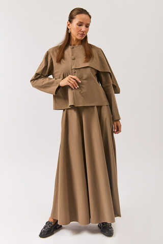 Asymmetric Panel Shirt Earth Tone - 3