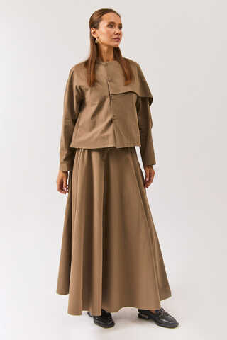 Asymmetric Panel Shirt Earth Tone - 4