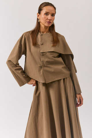 Asymmetric Panel Shirt Earth Tone - 5