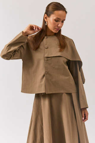 Asymmetric Panel Shirt Earth Tone - 1