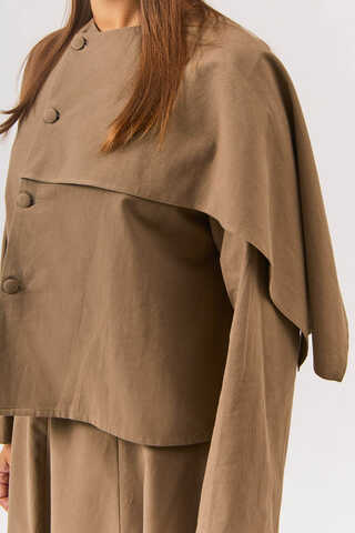 Asymmetric Panel Shirt Earth Tone - 7