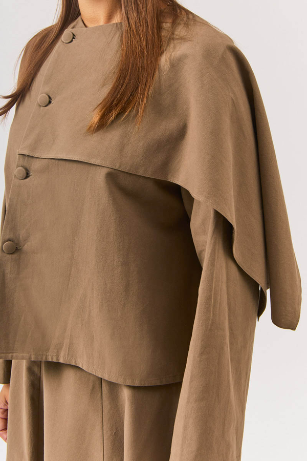 Asymmetric Panel Shirt Earth Tone - 7