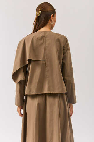 Asymmetric Panel Shirt Earth Tone - 8