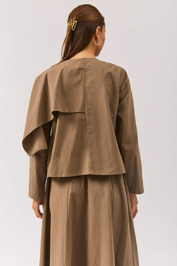 Asymmetric Panel Shirt Earth Tone - 8