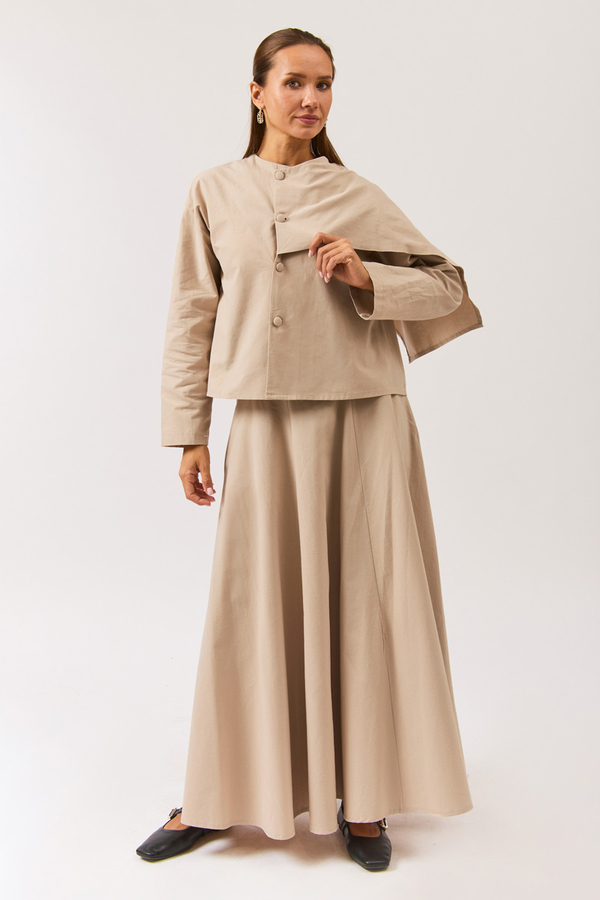 Asymmetric Panel Shirt Stone - 4