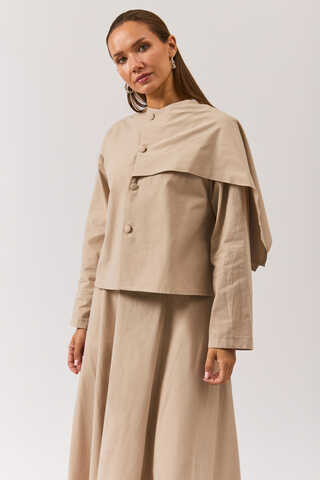 Asymmetric Panel Shirt Stone - 1