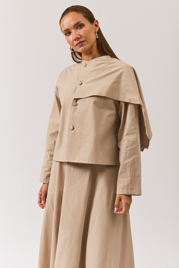 Asymmetric Panel Shirt Stone - 1