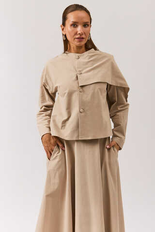 Asymmetric Panel Shirt Stone - 5