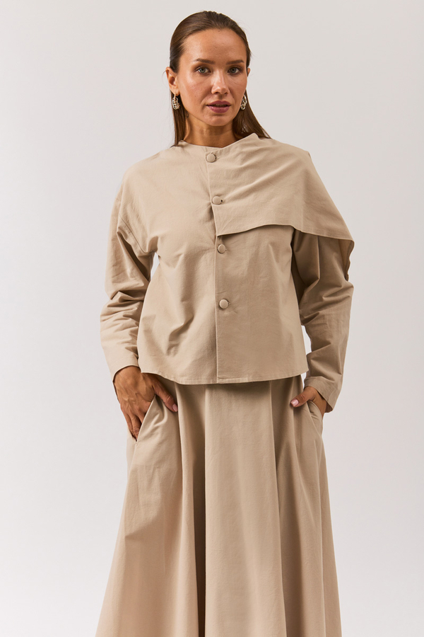 Asymmetric Panel Shirt Stone - 5