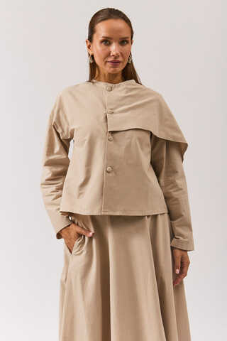 Asymmetric Panel Shirt Stone - 6