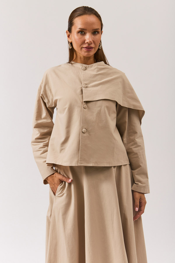 Asymmetric Panel Shirt Stone - 6