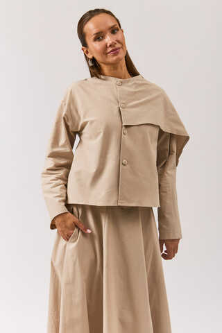 Asymmetric Panel Shirt Stone - 7