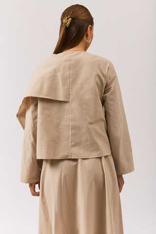 Asymmetric Panel Shirt Stone - 8