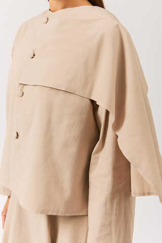 Asymmetric Panel Shirt Stone - 2