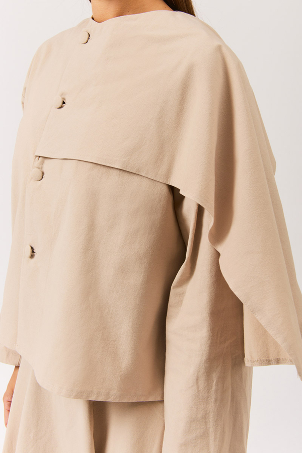 Asymmetric Panel Shirt Stone - 2