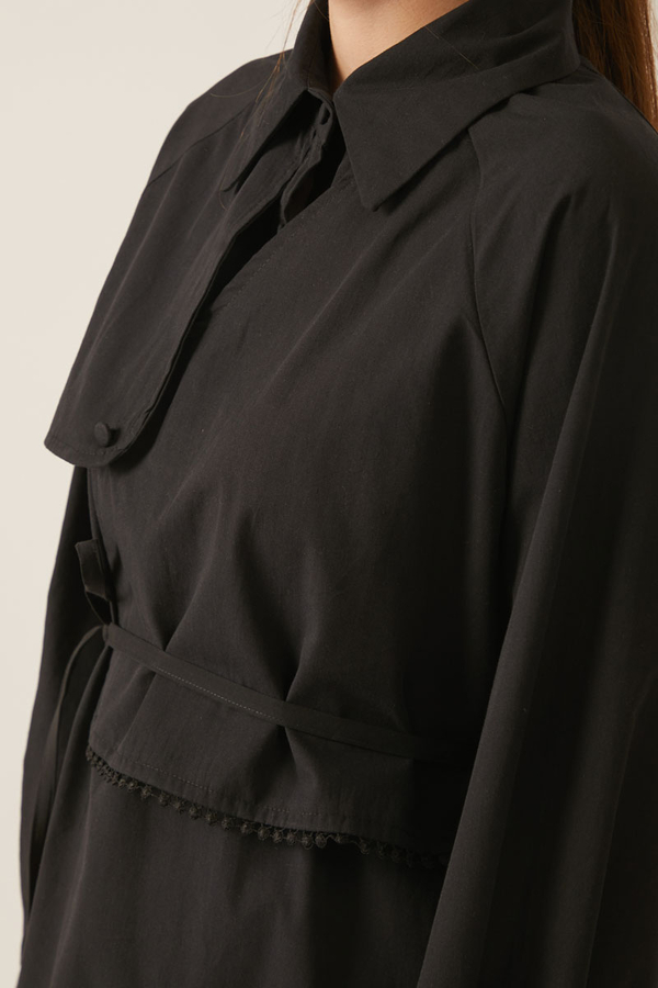 Asymmetric Poplin Shirt Black - 6