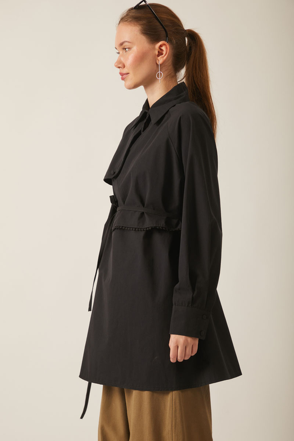 Asymmetric Poplin Shirt Black - 10