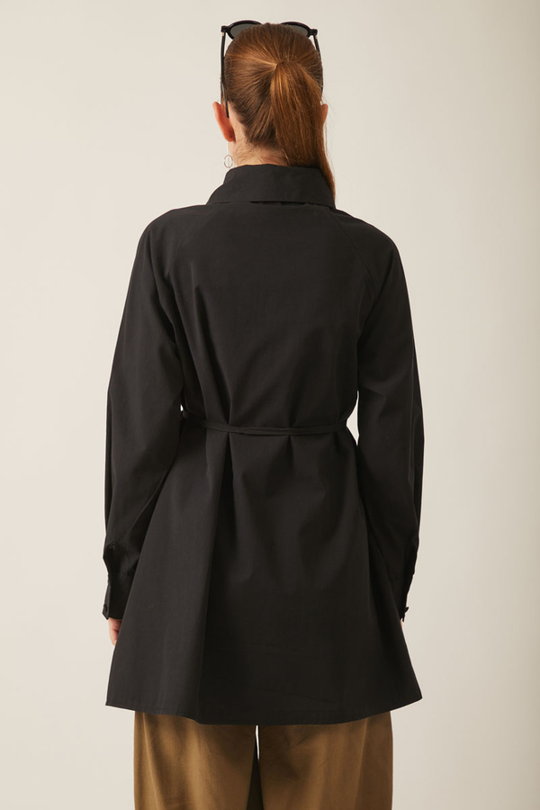 Asymmetric Poplin Shirt Black - 11
