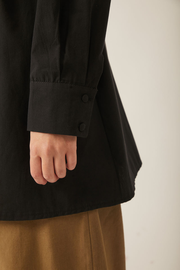 Asymmetric Poplin Shirt Black - 4