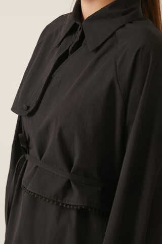 Asymmetric Poplin Shirt Black - 6