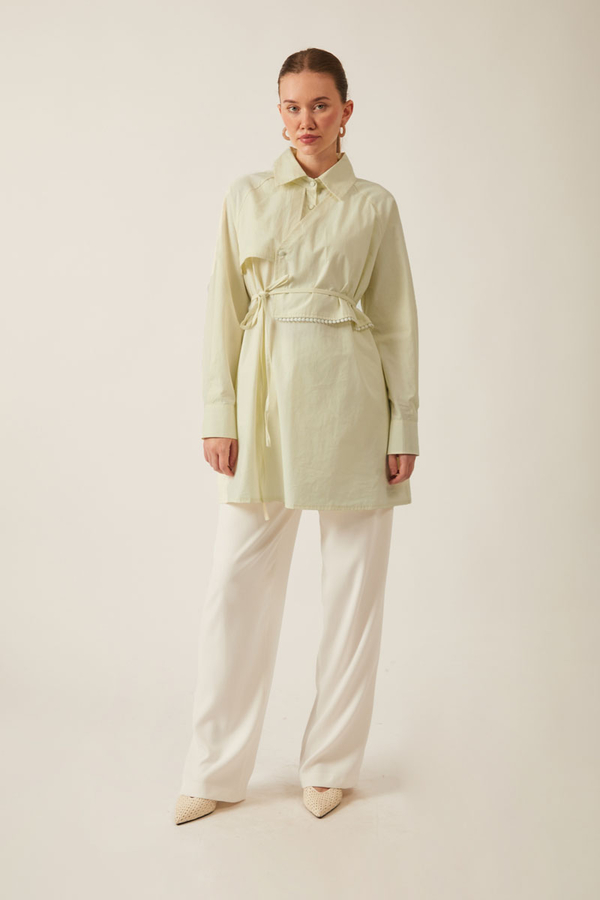 Asymmetric Poplin Shirt Butter Yellow - 7
