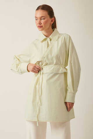 Asymmetric Poplin Shirt Butter Yellow - 8