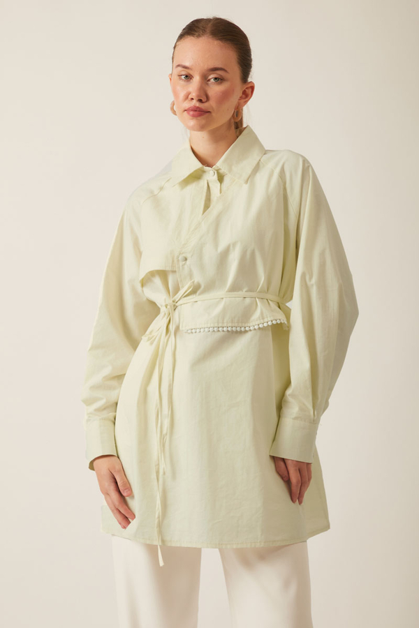Asymmetric Poplin Shirt Butter Yellow - 1
