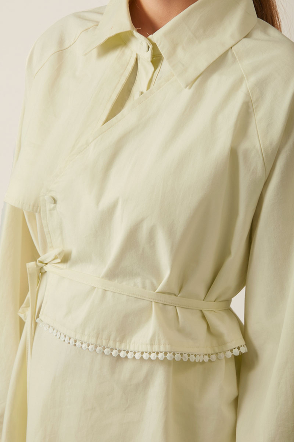 Asymmetric Poplin Shirt Butter Yellow - 12