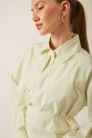 Asymmetric Poplin Shirt Butter Yellow - 13