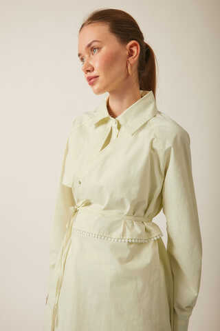 Asymmetric Poplin Shirt Butter Yellow - 4