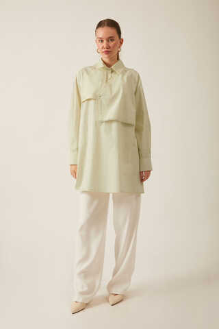 Asymmetric Poplin Shirt Butter Yellow - 2