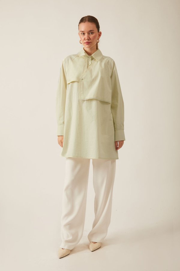 Asymmetric Poplin Shirt Butter Yellow - 2
