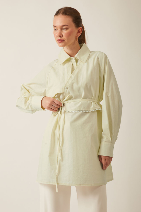 Asymmetric Poplin Shirt Butter Yellow - 8