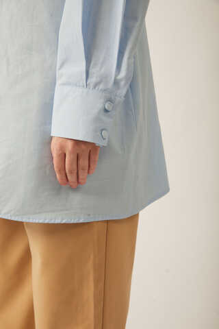 Asymmetric Poplin Shirt Ice Blue - 12
