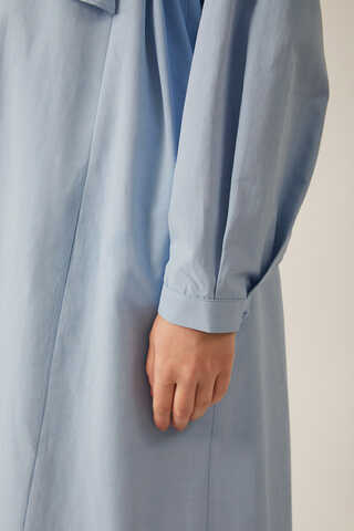 Asymmetric Ruffle Hem Dress Baby Blue - 11