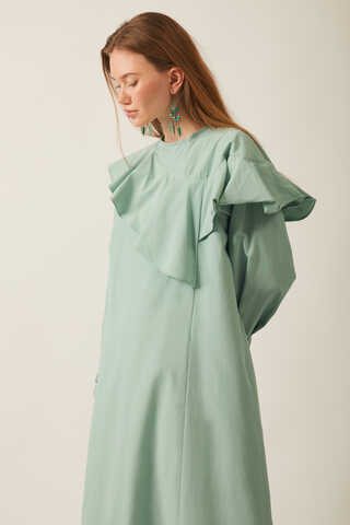 Asymmetric Ruffle Hem Dress Mint - 18