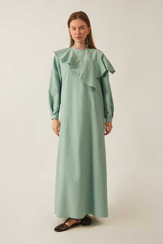 Asymmetric Ruffle Hem Dress Mint - 19