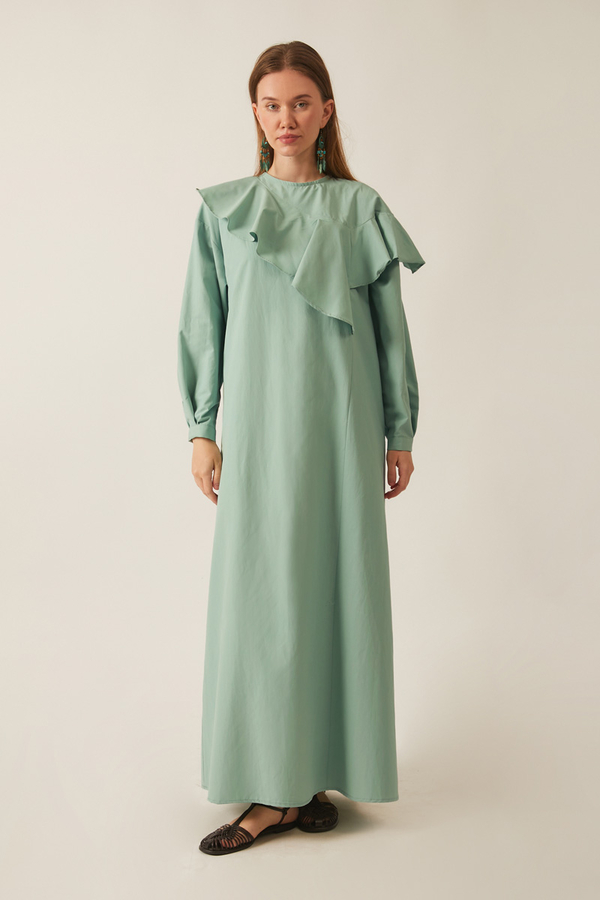 Asymmetric Ruffle Hem Dress Mint - 19