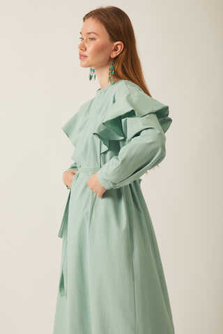 Asymmetric Ruffle Hem Dress Mint - 17