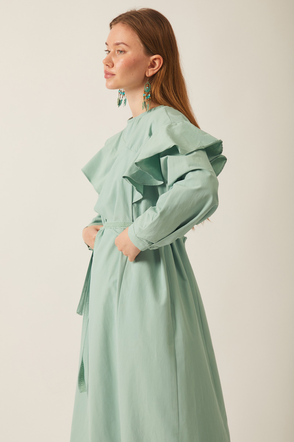 Asymmetric Ruffle Hem Dress Mint - 17