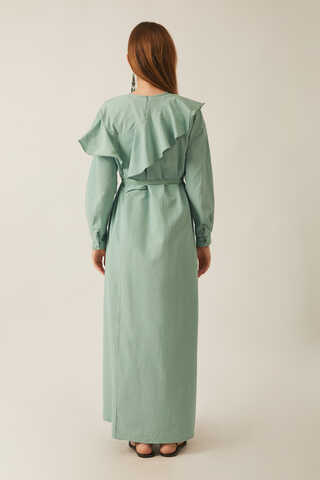 Asymmetric Ruffle Hem Dress Mint - 21