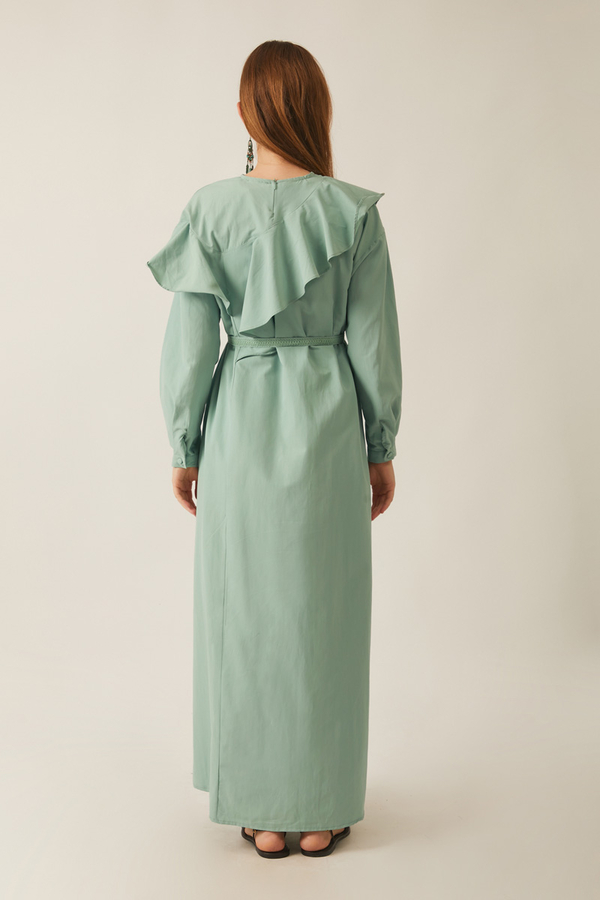 Asymmetric Ruffle Hem Dress Mint - 21